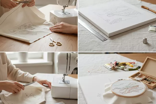 Процесс вышивки картины шаг за шагом