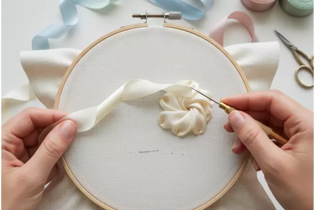 Пошаговое руководство по объемной вышивке лентами