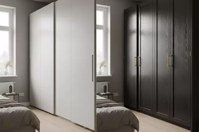 Визуальный эффект фасада шкафа в интерьере