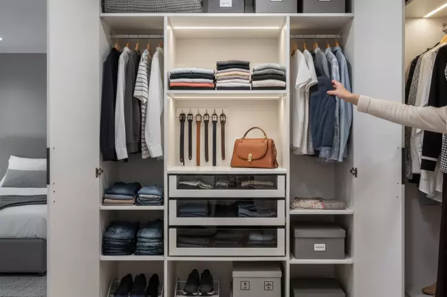 Удобное внутреннее наполнение шкафа без мертвых зон