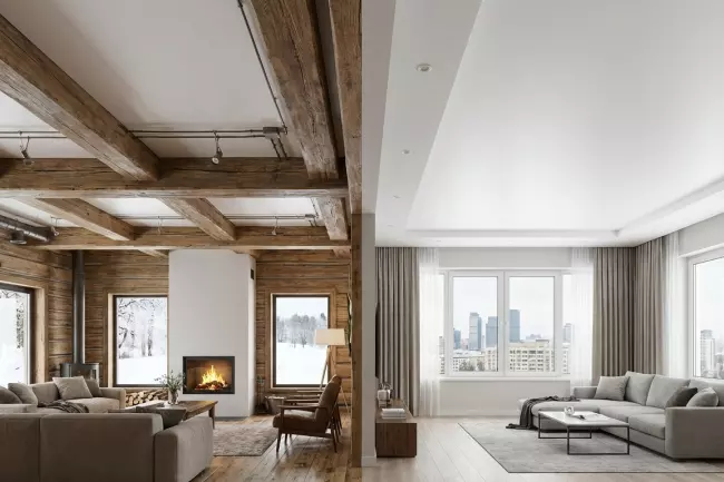 Натяжной потолок в загородном доме особенности