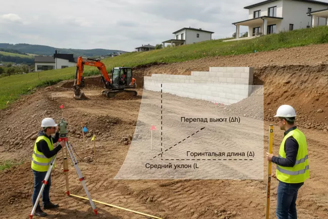 Оценка крутизны уклона и перепада высот