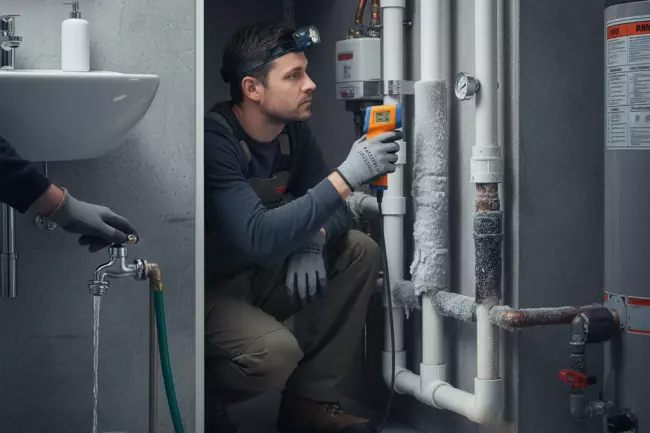 Поиск места замерзания воды в трубах