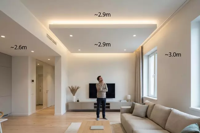 Комфортная высота подвесного потолка в квартире