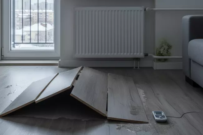 Вздутие ламината зимой: причины и решения