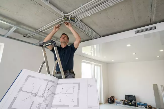 Планирование скрытой проводки под натяжным потолком