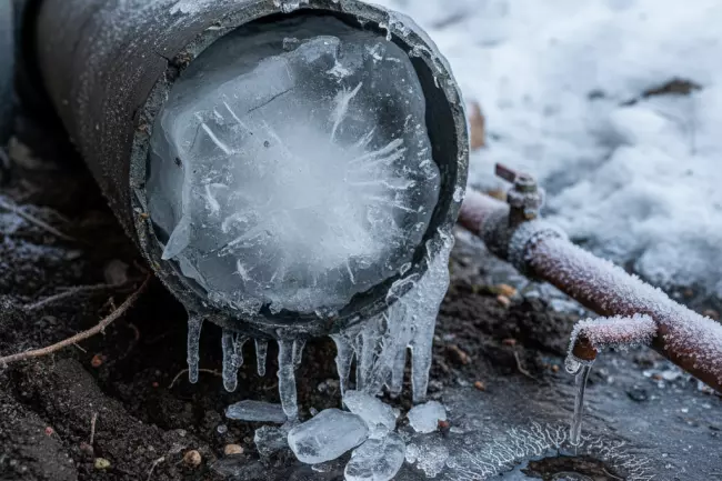 Температура замерзания воды в трубах зимой