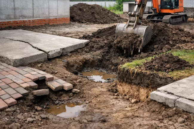 Снятие плодородного слоя грунта перед стройкой