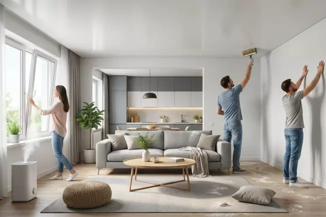 Уход за натяжным потолком после ремонта