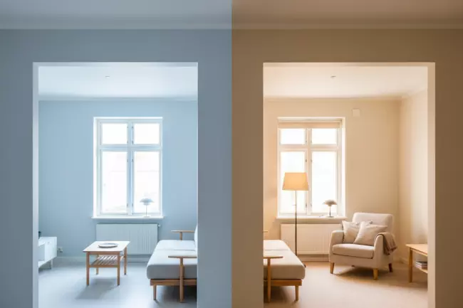 Светлый потолок для визуального расширения комнаты