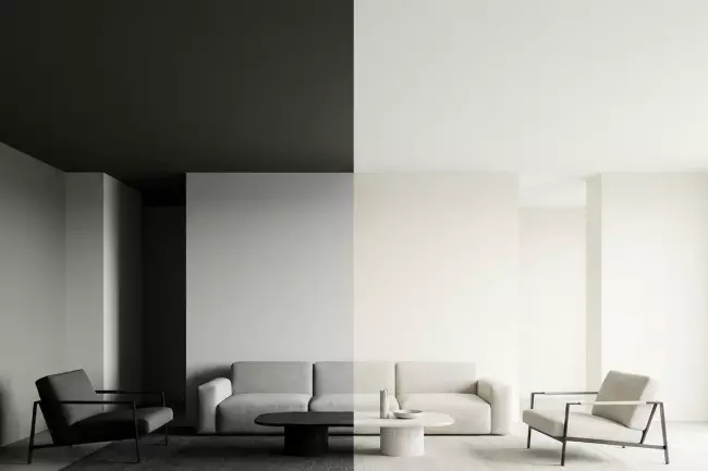 Светлый потолок для визуального увеличения высоты