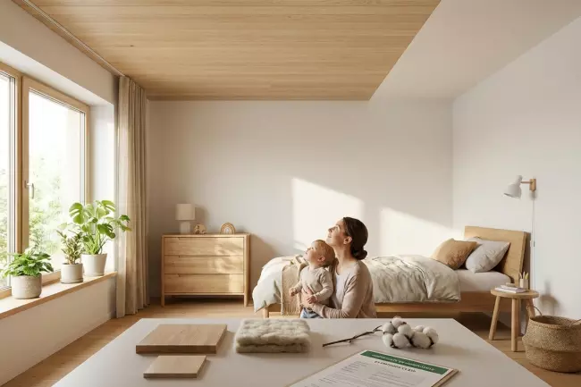 Экологичные безопасные материалы потолка детской комнаты