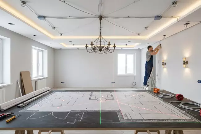 Планирование схем освещения и разводки под потолком