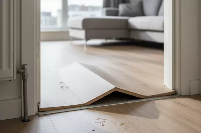 Вздутие ламината из-за отсутствия компенсационных зазоров