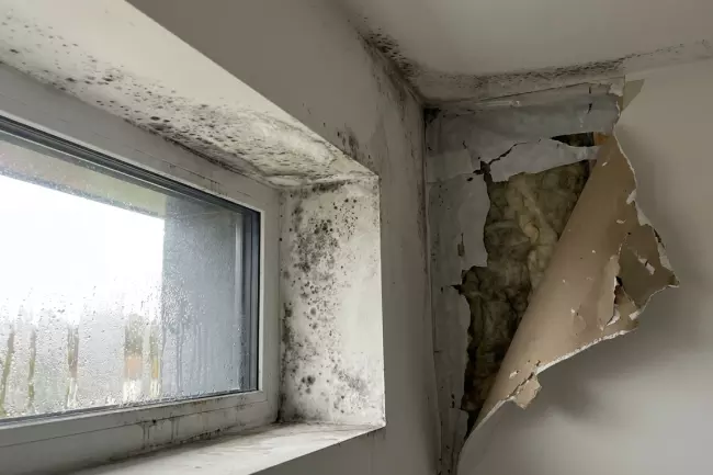 Плесень на откосах и углах дома