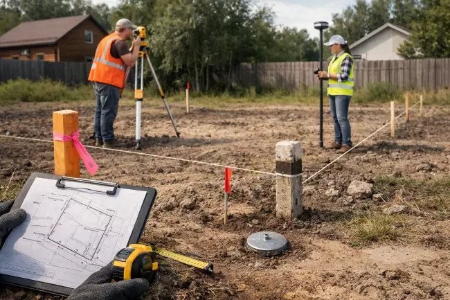 Разметка участка и контроль границ перед строительством
