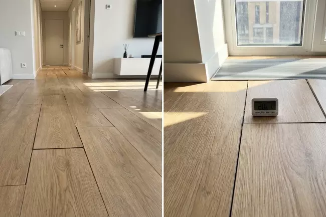 Усадка ламината и щели при сухом воздухе