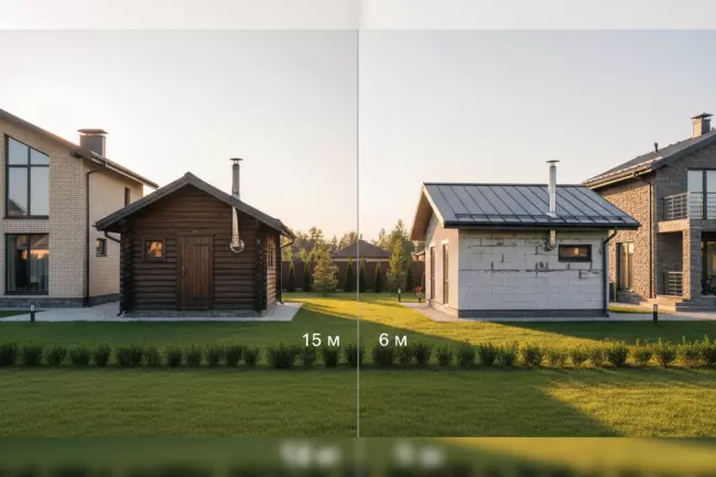 Нормы отступов между баней и домом