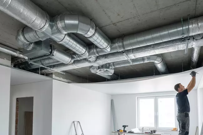 Скрытие вентиляционных каналов в натяжном потолке