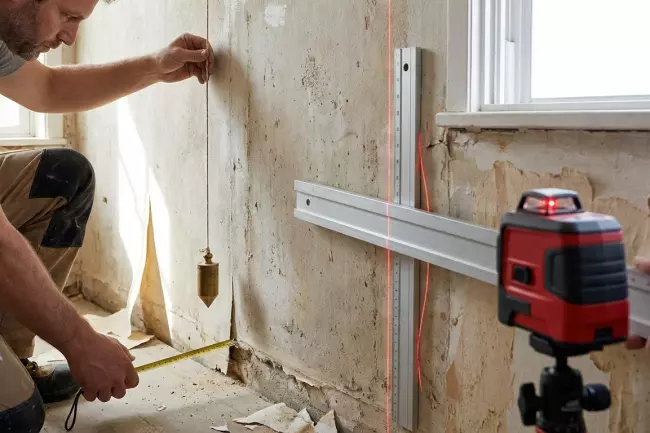 Проверка кривизны стен: завалы и волны