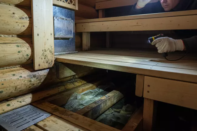 Осмотр и просушка подполья и скрытых зон бани