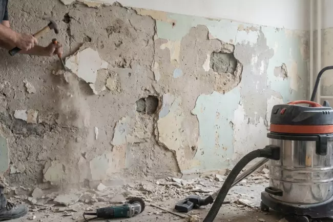 Подготовка стен под маяки для выравнивания