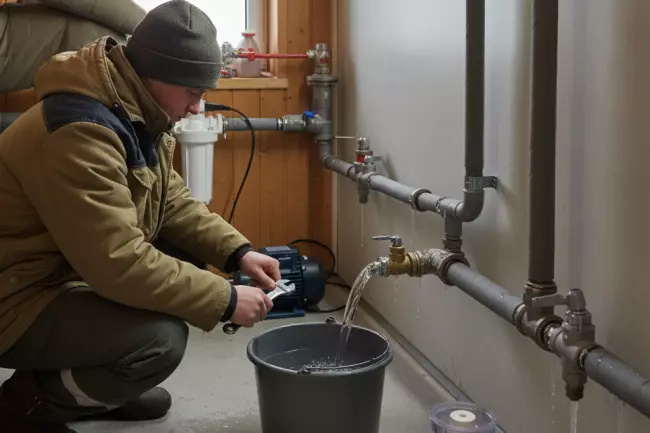 Подготовка водопровода и сливов бани к зиме