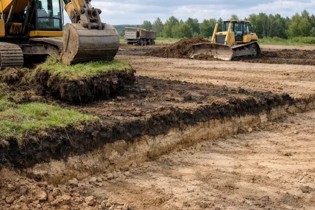 Снятие растительного слоя и расчистка территории