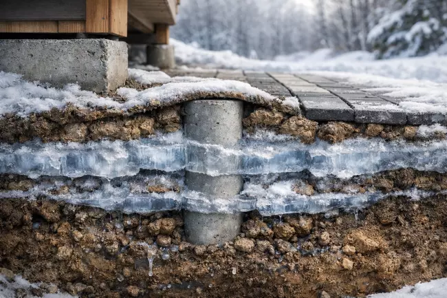 Промерзание грунта и пучение основания