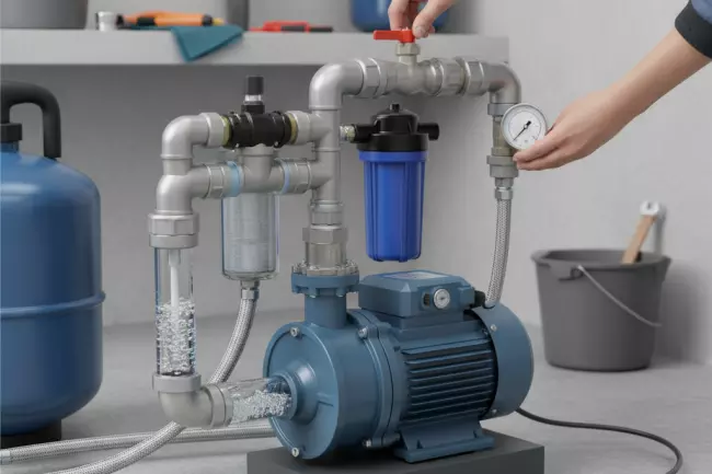 Удаление воздушной пробки в насосной системе водоснабжения