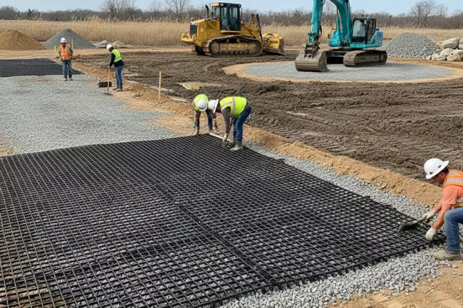Усиление проездов и рабочих зон участка