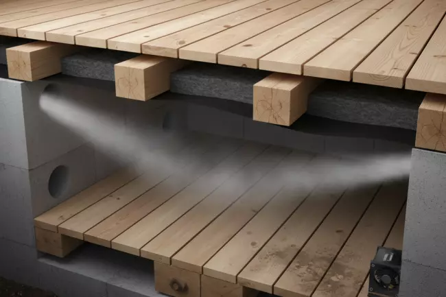 Холодный пол в бане: вентиляция подполья и утепление