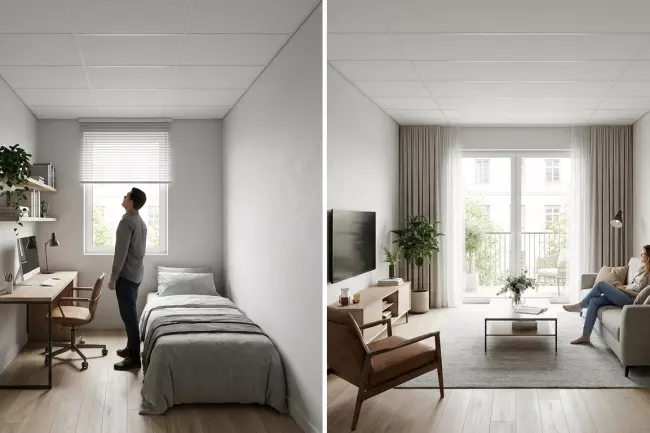 Выбор высоты подвесного потолка по площади комнаты