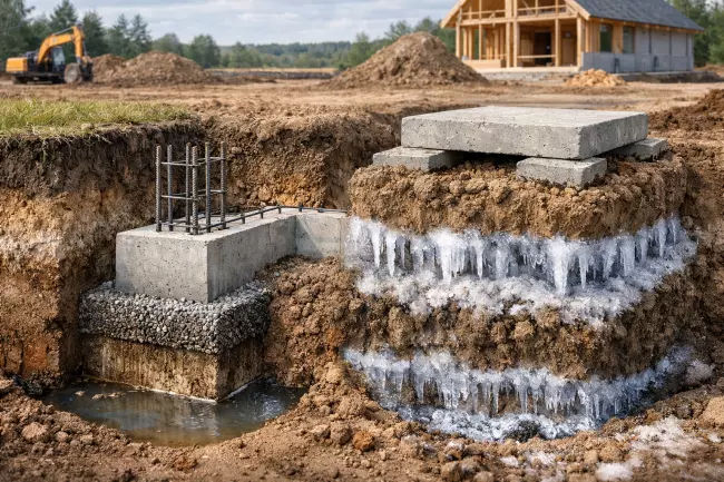 Суглинок: глубина фундамента, пучение, несущая способность