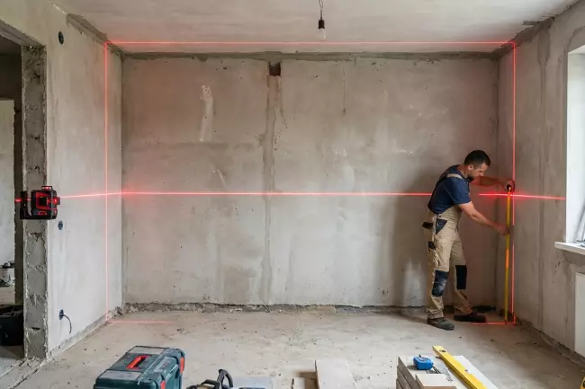 Правильная разметка стен с учетом уровней пола