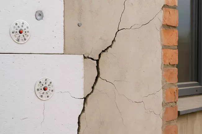 Ошибки крепления утепления и трещины стен