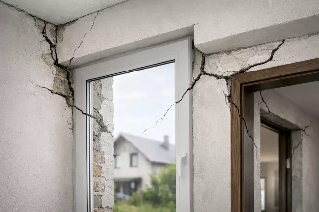 Трещины в углах и проёмах при осадке грунта