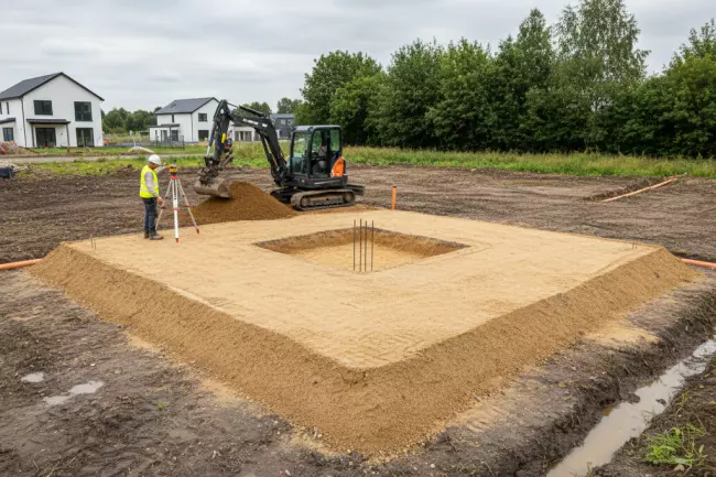 Подсыпка и поднятие пятна застройки при УГВ
