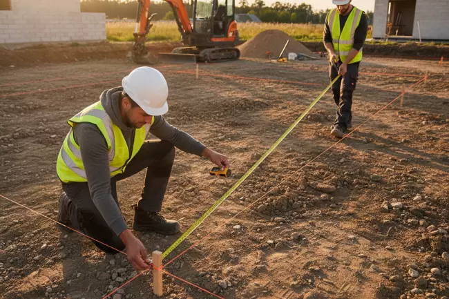 Проверка диагоналей и геометрии осей дома