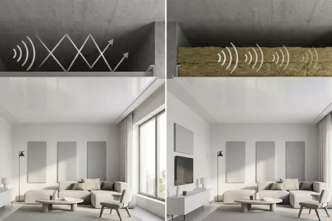 Влияние натяжного потолка на акустику помещения