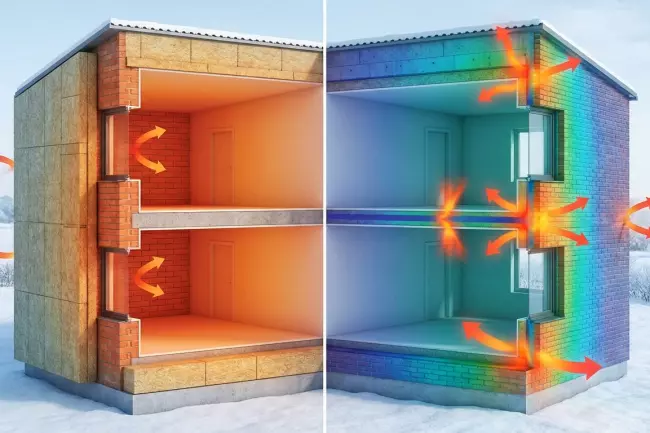 Сравнение наружного и внутреннего утепления дома