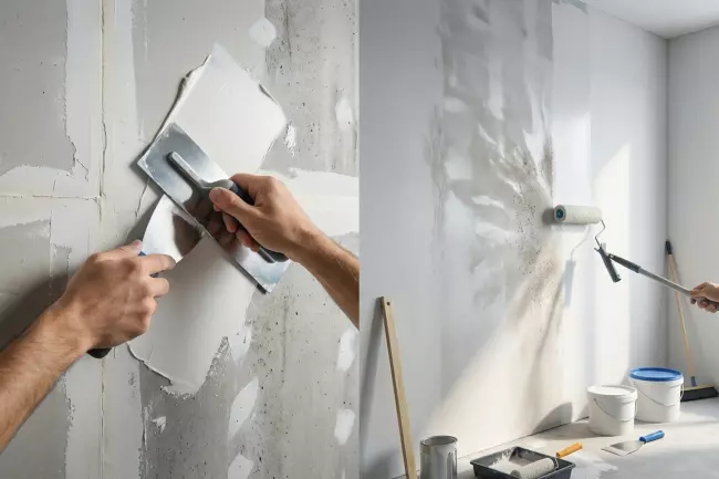 Шпаклёвка и грунтовка стен под покраску