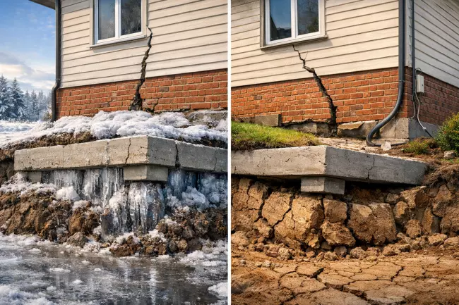 Влияние пучения и осадки на фундамент
