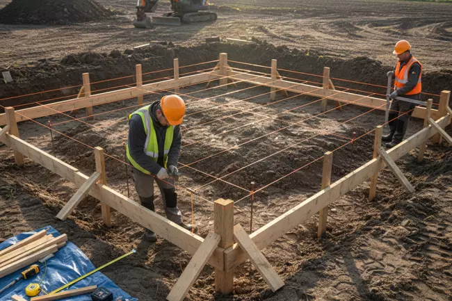 Фиксация осей дома на участке