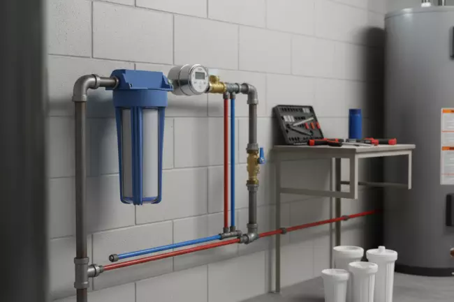 Установка механического фильтра воды в доме