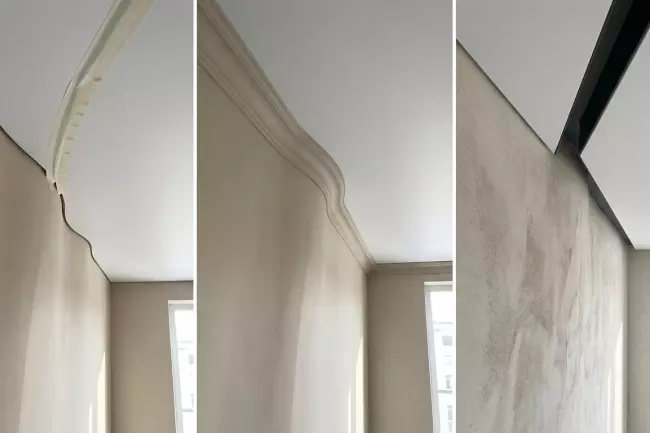 Решения примыканий натяжного потолка к неровным стенам