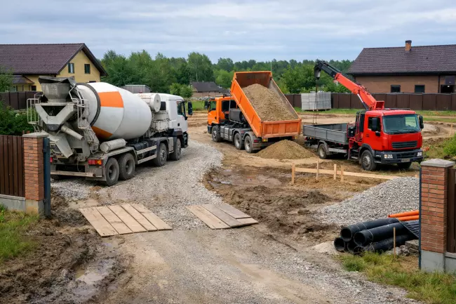 Организация подъезда и строительной зоны участка