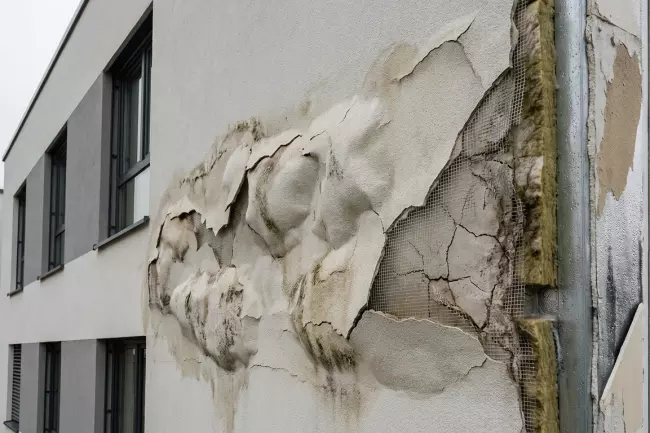 Отслоение фасада из-за неправильного утепления