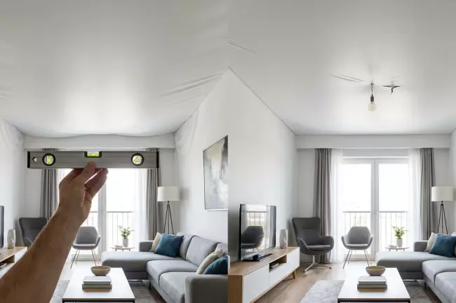 Ошибки натяжения полотна натяжного потолка