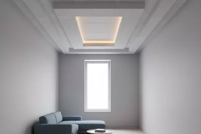 Многоуровневые потолки в маленькой комнате визуально уменьшают пространство